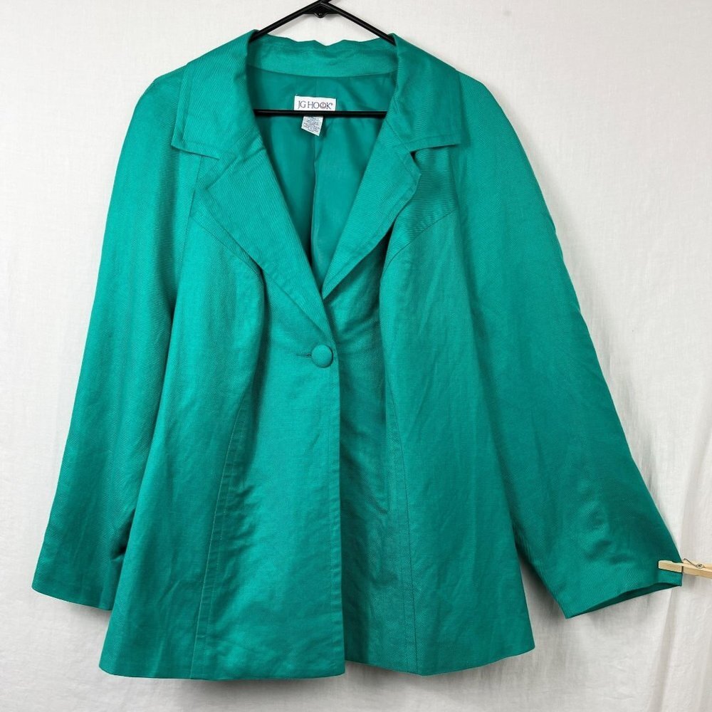 JG Hook Linen Rayon Jacket Women 24W Plus Size Mature Professional Office Casual